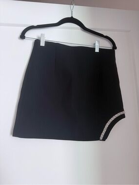 Zara Black Mini Skirt with Crystal Trim Accent